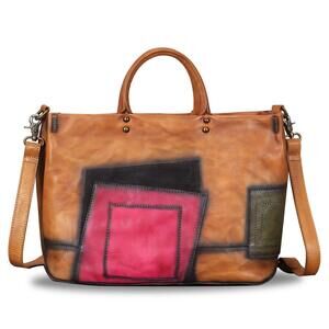 8972 Leather Handbag Vintage Handmade Top Handle Bag Crossbody Satchel